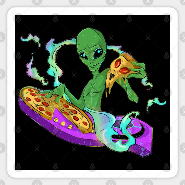 Eat Pizza Dj Space Alien Sticker by Trendy Black Sheep